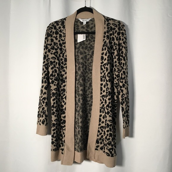 Nine West NWT Leopard Print Long Open Cardigan Sweater Size Small - Picture 4 of 4